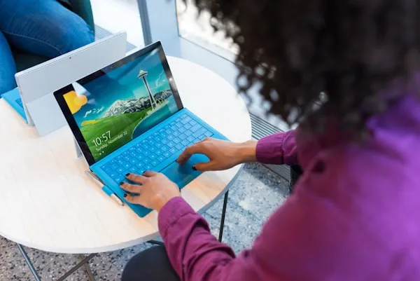 Person interacting with a device